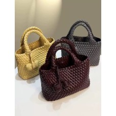 Woven Leather Hobo Bag in Light Grey - Handcrafted Design