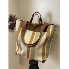 Striped Canvas Hobo Bag – Casual Everyday Tote