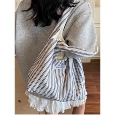 Nuo Si Man Blue Stripe Canvas Shoulder Bag