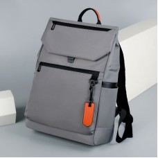 Stylish Gray Leather Laptop Backpack
